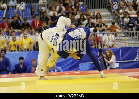 Campania. 7 Luglio, 2019. Universiade Napoli, ultimo giorno di competizioni di Judo.Italia, Napoli 7 luglio 2019 alla mostra d'oltremare di uomini e donne squadra judo finali sono state detenute. Credito: Fabio Sasso/ZUMA filo/Alamy Live News Foto Stock