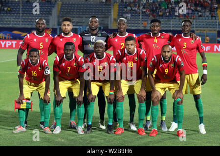 Il Cairo, Egitto. 7 Luglio, 2019. I giocatori di Guinea comportano per le foto prima del 2019 Africa Coppa delle Nazioni match tra Algeria e Guinea al Cairo, in Egitto, il 7 luglio 2019. L' Algeria ha vinto 3-0. Credito: Ahmed Gomaa/Xinhua/Alamy Live News Foto Stock