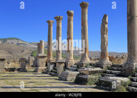 Rovine della città antica Cuicul, Djemila, Setif Provincia, Algeria Foto Stock