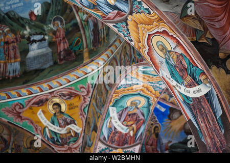 La Bulgaria, sud della montagna Rila, il Monastero di Rila, UNESCO-elencati di affreschi murali Foto Stock