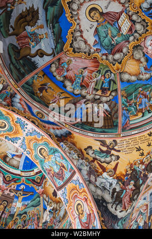 La Bulgaria, sud della montagna Rila, il Monastero di Rila, UNESCO-elencati di affreschi murali Foto Stock