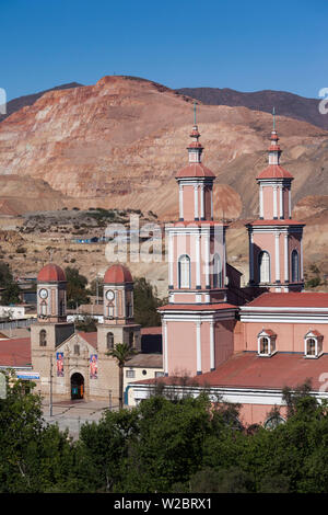 Il Cile, Andacollo, il Templo Grande O Basilica Chiesa, vista in elevazione Foto Stock