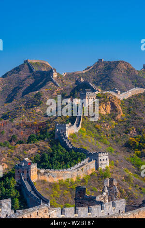 La Cina, nella provincia di Hebei, Luanping County, Jinshanling, la Grande Muraglia della Cina (Patrimonio Mondiale dell'UNESCO) dalla dinastia Ming Foto Stock