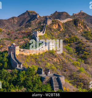 La Cina, nella provincia di Hebei, Luanping County, Jinshanling, la Grande Muraglia della Cina (Patrimonio Mondiale dell'UNESCO) dalla dinastia Ming Foto Stock