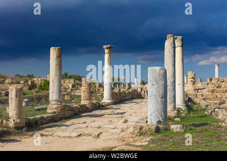 Rovine dell antica città greca di Salamina, la parte settentrionale di Cipro Foto Stock