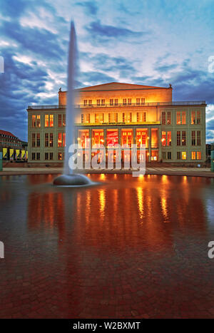 Opera House, Piazza Augusto, Lipsia, Sassonia, Germania Foto Stock