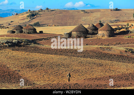 Vista delle highlands vicino Dilbe, Amhara Region, Etiopia Foto Stock