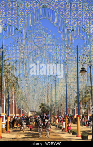 Annuale Fiera del Cavallo, Jerez de la Frontera, la provincia di Cadiz Cadice, Andalusia, Spagna Foto Stock