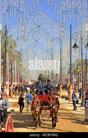 Annuale Fiera del Cavallo, Jerez de la Frontera, la provincia di Cadiz Cadice, Andalusia, Spagna Foto Stock