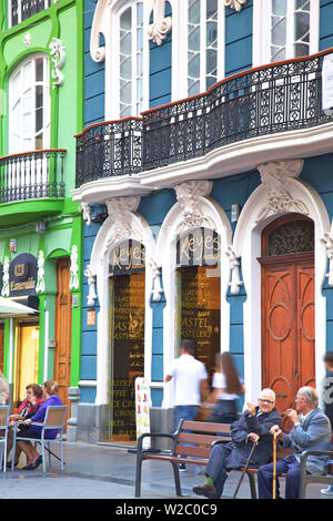 Calle Mayor de Triana Shopping Street, Quartiere di Triana, Las Palmas de Gran Canaria Gran Canaria Isole Canarie Spagna, Oceano Atlantico, Europa Foto Stock