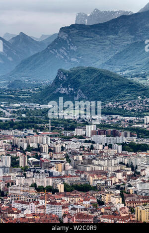 Vista dalla Bastiglia, Grenoble, regione Rhone-Alpes, dipartimento di Isere, Francia Foto Stock
