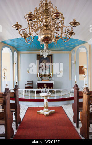 La Groenlandia, Qaqortoq, Frelserens Kirke chiesa, interno Foto Stock