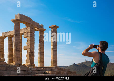 La Grecia, Attica, Capo Sounion e il Tempio di Poseidone Foto Stock
