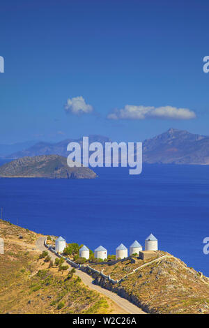 Mulini a vento, Panteli, LEROS, DODECANNESO, isole greche, Grecia, Europa Foto Stock