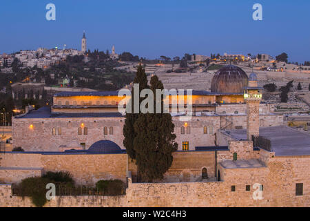 Israele, Gerusalemme, città vecchia, il Monte del Tempio, vista della Moschea di Al-Aqsa Foto Stock