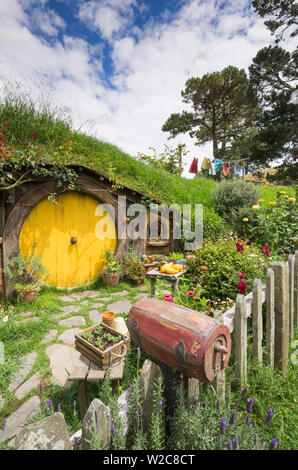 Nuova Zelanda, Isola del nord, Matamata, Hobbiton Movie set, Hobbit house Foto Stock