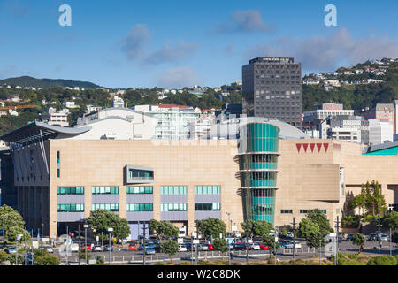 Nuova Zelanda, Isola del nord, Wellington, Harbourfront, Te Papa, NZ Museo Nazionale, esterna Foto Stock