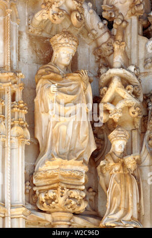 Aculptural decorazione della chiesa conventuale, Convento dell' Ordine di Cristo (Convento de Cristo), Tomar, Portogallo Foto Stock