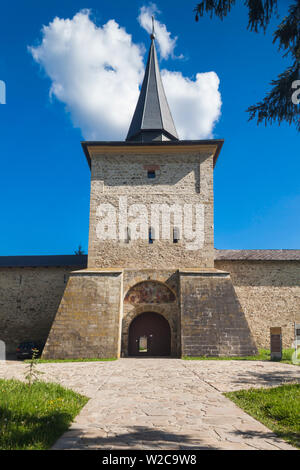 La Romania, regione di Bucovina, Bucovina monasteri, Sucevita, Monastero Sucevita, XVI secolo, esterna Foto Stock