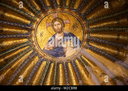 Il mosaico raffigurante il Cristo e i suoi antenati, Interno della chiesa di San Salvatore, Chora, Istanbul, Turchia Foto Stock