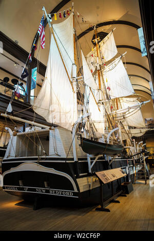 Stati Uniti d'America, Massachusetts, New Bedford, New Bedford Whaling Museum, mezza scala replica della caccia alle balene corteccia, Lagoda Foto Stock