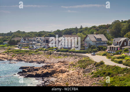 Stati Uniti d'America, Massachusetts, Cape Ann, Gloucester, spiaggia case lungo Atlantic Avenue Foto Stock