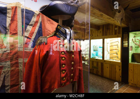 Stati Uniti d'America, Nebraska, Chadron, Museo del commercio di pellicce, inizi del XIX secolo British uniforme militare Foto Stock