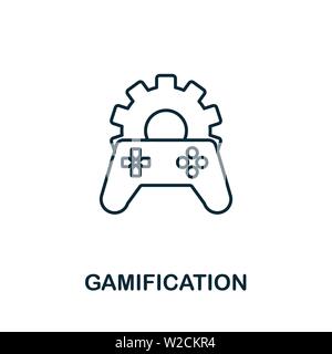 Icona del contorno della gamificazione. Elemento concetto sottile dalla raccolta icone contenuto. Icona di Creative Gamification per applicazioni mobili e utilizzo Web Illustrazione Vettoriale