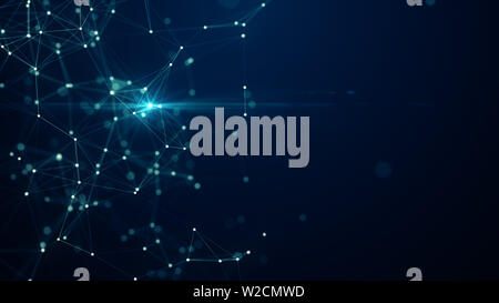 Plesso astratta delle forme geometriche. Concetto di connessione. Digital, la comunicazione e la tecnologia network sfondo con particelle e plexus collegato l Foto Stock