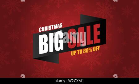 Vendita di Natale sfondo banner con decoro in carta tagliata stile. Illustrazione Vettoriale