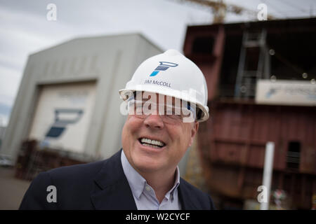 Jim McColl di Clyde soffianti capitale, fotografato in Ferguson Cantiere Marine sul fiume Clyde, a Port Glasgow, Scozia, il 12 giugno 2019. Foto Stock