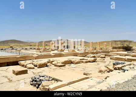 Pasargadae, Shiraz, far Provincia, Iran, 22 giugno 2019,il palazzo privato, costruire per servire come principale palazzo pubblico di Ciro e la sua corte Foto Stock