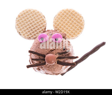 Gelato gelato: la divertente gelato mouse isolati su sfondo bianco Foto Stock