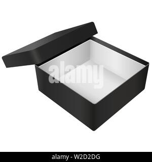 Confezione regalo. Realistica di cartone nero mock up Illustrazione Vettoriale