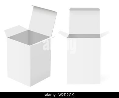 White aprire scatole di carta. Illustrazione di vettore isolato Illustrazione Vettoriale