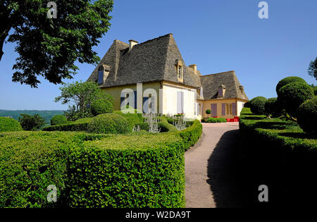 Topiaria da, siepi tagliate a giardini Marqueyssac, Dordogne, Francia Foto Stock