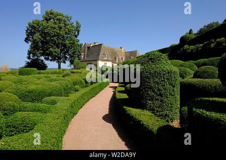 Topiaria da, siepi tagliate a giardini Marqueyssac, Dordogne, Francia Foto Stock