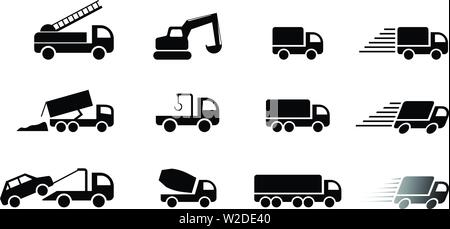 Set di servizio del carrello icona e segno, vector art design Illustrazione Vettoriale