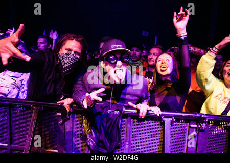 Roskilde, Danimarca. Luglio 07th, 2019. I frequentatori del festival assistere a un concerto dal vivo con la American hip hop gruppo Cypress Hill presso il Danish music festival Roskilde Festival 2019. (Photo credit: Gonzales foto - Malthe Ivarsson). Foto Stock