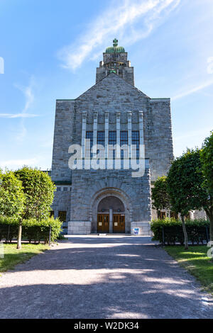 Vista di Kallio Luterana Chiesa o Kallion kirkko, Helsinki, Finlandia Foto Stock