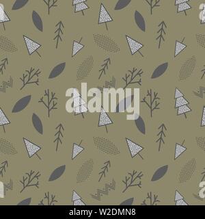 Scandinavian seamless pattern con alberi. Vettore di stock. Illustrazione Vettoriale