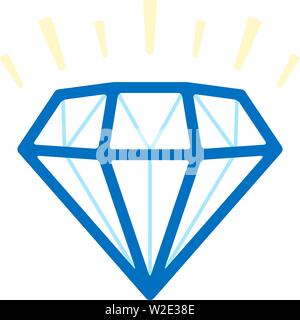 Illustrazione Vettoriale. Semplice Gem Diamond icona in toni di blu. Piana e pulita. Illustrazione Vettoriale