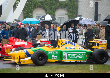 Omaggio a Michael Schumacher Formula 1 Grand Prix racing driver a Goodwood Festival della velocità 2019, Chichester, West Sussex, in Inghilterra, Regno Unito Foto Stock