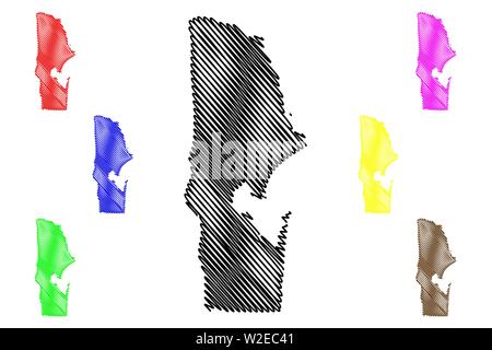 Provincia di Maputo (province del Mozambico, Repubblica del Mozambico) mappa illustrazione vettoriale, scribble sketch Mappa di Maputo Illustrazione Vettoriale