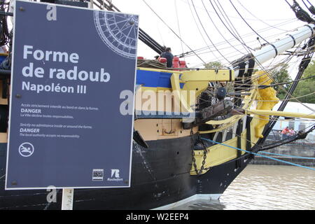 Retour de l'Ermione de son voyage Normandie Liberté dans son Port d'attache de Rochefort sur Mer Foto Stock