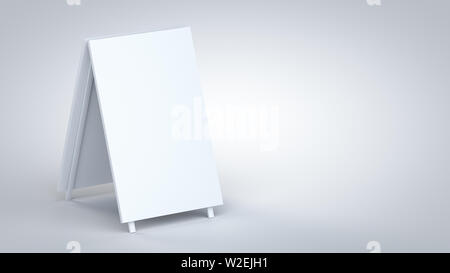 Verticale bianca A-Frame cartello da diverse angolazioni mock-up, realistiche in 3D illustrazione per il branding aziendale di presentazione. Foto Stock