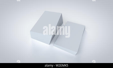 3D business card il rendering del modello per il branding aziendale mockup, isolato su sfondo bianco. Foto Stock