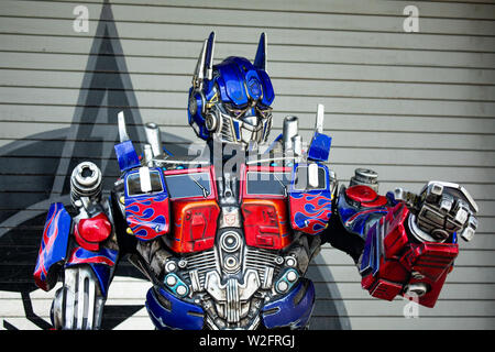 Trasformatore Optimus Prime bot. Universal Studios. Orlando. Florida. Stati Uniti d'America Foto Stock