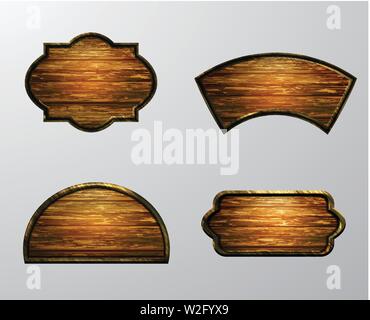Vector realistic illustration of wooden signboard Illustrazione Vettoriale