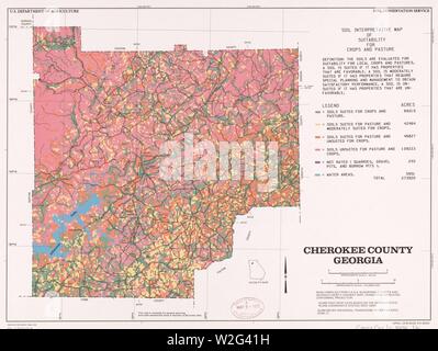 La contea di Cherokee, Georgia - suolo mappa interpretativa di idoneità per le colture e i pascoli Foto Stock